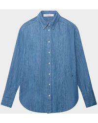 Another Tomorrow - Chambray Oversized Button-Down Shirt - Lyst