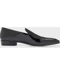 Saint Laurent - Gabriel Patent Leather And Satin Loafers - Lyst