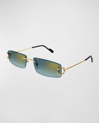 Cartier - Ct0465s Rimless Metal Rectangle Sunglasses - Lyst
