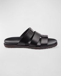 Bruno Magli - Empoli Three-Strap Leather Slide Sandals - Lyst