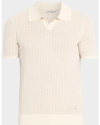 Jonathan Simkhai - Apos;S Radcliff Cotton And Linen Knit Johnny Collar Polo Shirt - Lyst