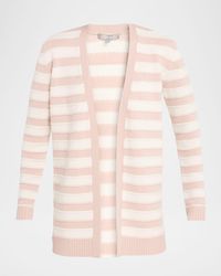 Neiman Marcus - Cashmere Striped Open-Front Cardigan - Lyst