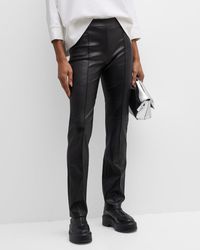 Rosetta Getty - Leather Pintuck Straight-Leg Pull-On Stovepipe Pants - Lyst