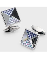 Tateossian - Lapis And Mother-Of-Pearl Checkered Pyramid Cufflinks - Lyst