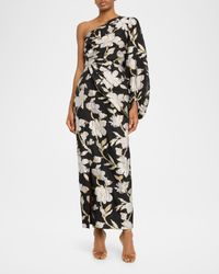 milly anna embroidered maxi dress Vera Satin Floral Maxi Dress in Pink Multi main image 0