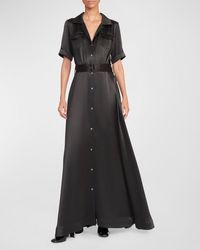 STAUD - Millie Belted Short-Sleeve Maxi Dress - Lyst