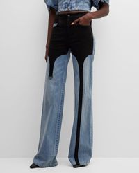 Hellessy - Jasper Wide-Leg Faux-Suede Garter Jeans - Lyst