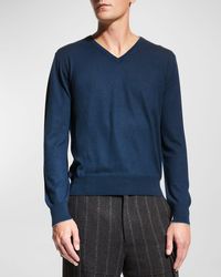 Neiman Marcus - Extra Lightweight Wool-cashmere V-neck Sweater - Lyst