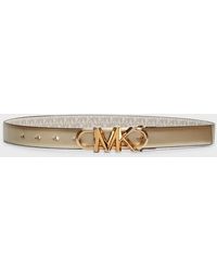 Michael Kors - Metallic Mk Reversible Leather Belt - Lyst