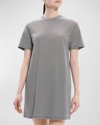 Theory - Short-Sleeve Knit Mini Shirtdress - Lyst
