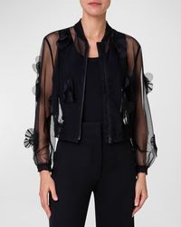 Akris - Taide Tulle Bomber Jacket With Poppies Embellishment - Lyst