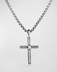 David Yurman - 16" Cable Classics Cross With Diamond On Chain - Lyst