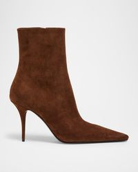 Saint Laurent - 90Mm Ashley Suede Ankle Booties - Lyst