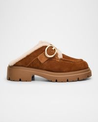 Stuart Weitzman - Benni Shearling-Lined Suede Mules - Lyst