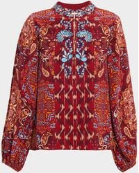 Figue - Kit Paisley-Print Balloon-Sleeve Top - Lyst