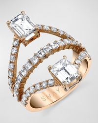 SHAY - 18K Rose Princess And Double Emerald Cut Diamond Ring - Lyst