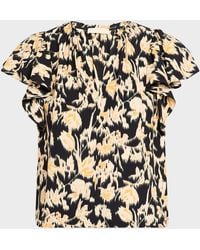 Ulla Johnson - Lilo Flutter-Sleeve Blouse - Lyst