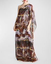 Halston - Ushi One-Shoulder Sequin Chiffon Gown - Lyst