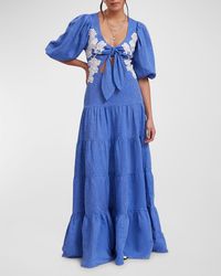 Anne Fontaine - Gaelle Embroidered Cutout Tiered Maxi Dress - Lyst