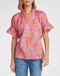 Robert Graham - Paige Floral-Print Puff-Sleeve Shirt - Lyst
