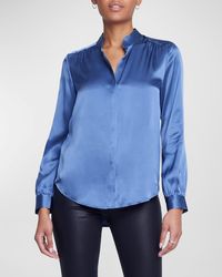 L'Agence - Bianca Silk Charmeuse Button-Down Blouse - Lyst