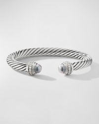 David Yurman - 7mm Cable Bracelet With Diamonds & Pearls - Lyst
