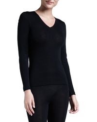 Hanro - Wool & Silk Blend V-Neck Top - Lyst