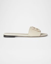 Fendi - Baguette Ff Leather Buckle Flat Slide Sandals - Lyst