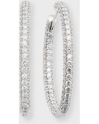 Neiman Marcus - Pave Diamond Hoop Earrings - Lyst