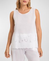 Hanro - Clara Floral-Embroidered Cotton Tank Top - Lyst