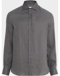 Brunello Cucinelli - Apos;S Linen And Cotton Band Collar Button-Down Shirt - Lyst