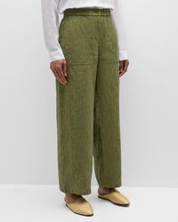 Eileen Fisher - Cropped Wide-Leg Organic Linen Pants - Lyst