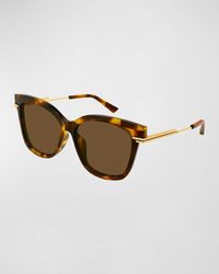 Bottega Veneta - Engraved Logo Acetate & Metal Cat-eye Sunglasses - Lyst