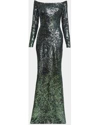 Elie Saab - Off-The-Shoulder Ombre Sequin Trumpet Gown - Lyst