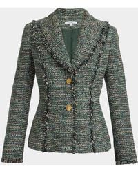 Santorelli - Fringed Single-Breasted Tweed Jacket - Lyst