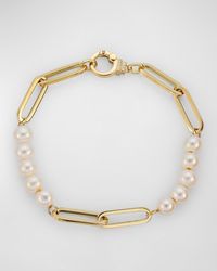 Sorellina - 18K Freshwater Pearl Bracelet With Gh-Si Diamond Clasp, 7"L - Lyst