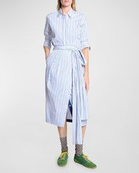 Dries Van Noten - Solada Striped Poplin Midi Wrap Skirt - Lyst