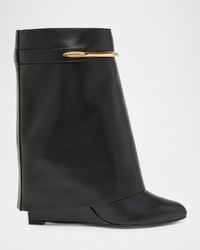 Givenchy - Shark Pinch Draped Leather Wedge Ankle Boots - Lyst