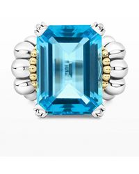 Lagos - Glacier 20x15mm Blue Topaz Two-tone Ring - Lyst