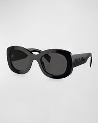 Prada - Oversized Logo Acetate & Plastic Oval Sunglasses - Lyst