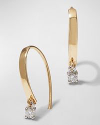 Lana Jewelry - Mini Flat Hooked On Hoop Earrings With Dangle Diamonds - Lyst