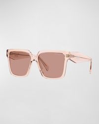 Prada - Contrasting Logo Square Acetate & Plastic Sunglasses - Lyst