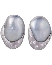 Margot McKinney Jewelry - 18k Baroque Pearl & Diamond Stud Earrings - Lyst