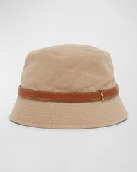 Saint Laurent - Canvas Bucket Hat With A Ysl Leather Band - Lyst