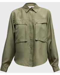 Veronica Beard - Jada Button-Front Silk Top - Lyst