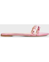 Giambattista Valli - Mirror Bow Crystal Flat Slide Sandals - Lyst