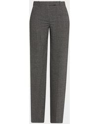 McQueen - Prince Of Wales Wool Straight-Leg Trousers - Lyst