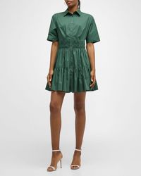 Veronica Beard - Greta Short-Sleeve Button-Front Mini Dress - Lyst