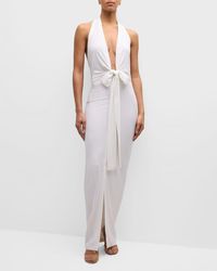 Norma Kamali - Tie-Front Halter Gown - Lyst
