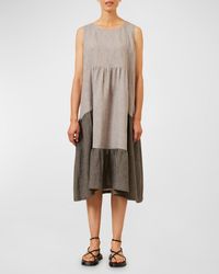 Eskandar - Two-Tone Tiered Pleated Sleeveless Dress - Lyst